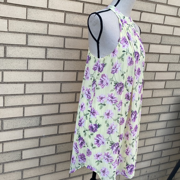 ❌DONATED❌Yellow Purple Floral High Neck Flowy Lined Dress - Picture 7 of 16
